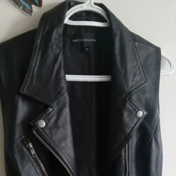 Marks & Spencer Black Leather Motorcycle Jacket - Picture 2 of 8
